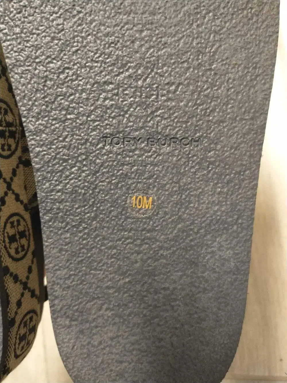 Tory Burch T Monogram Kira Sport Sandals Womens 10 Blue Jacquard Leather